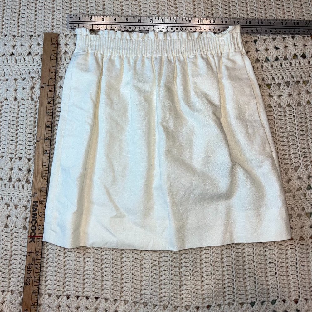 J. Crew Factory Ivory Linen/Cotton Elastic Waist Mini Skirt w/Pockets Size  2